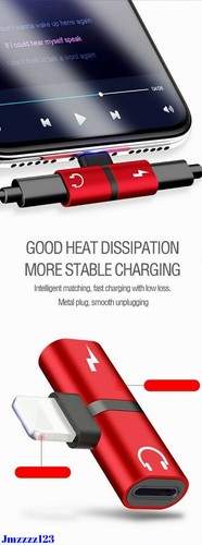 2 IN 1 Adapter Charging Splitter Headphone for iPhone 13 X 12 6 7 8 SE Earphone - Picture 4 of 11