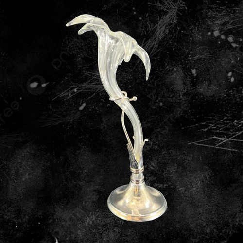 Vintage Oneida versilberte Amaryllis klare Vase in Blumenform auf Metallsockel Vintage - Bild 15 von 19