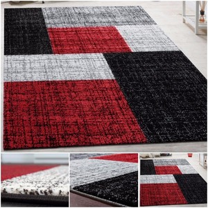 Détails Sur Trendy Noir Gris Rouge Mélange Zone Tapis Intérieur Moderne Tapis Espace De Vie Tapis De Sol Afficher Le Titre Dorigine