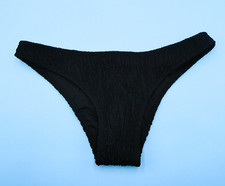 Victorias Secret Medium Black Ruched Fabric Thong Swim Bikini Bottom Swimwear VS