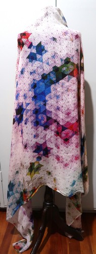 *Huge 102 x 206cm Oblong Dluxe White & Multicoloured ?Wool Blend? Scarf - Picture 7 of 8