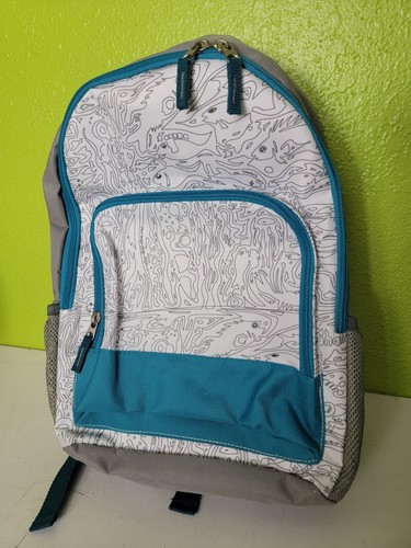 Carry Gear Solutions Backpack School Bag Back Pack Bookbag Books White Teal Gray