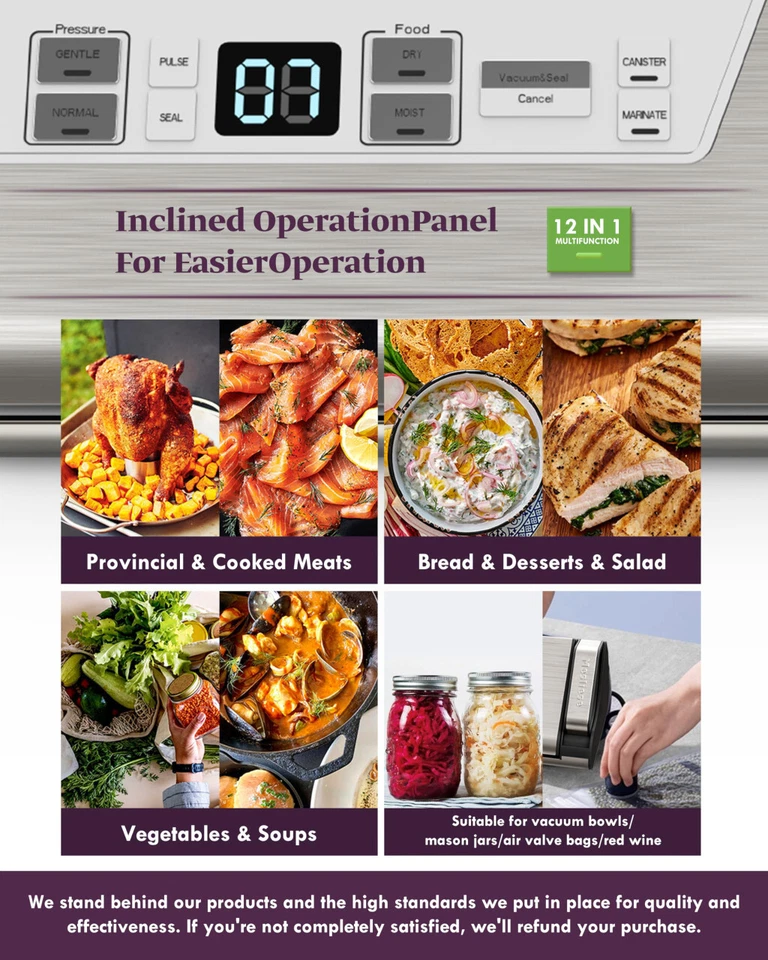 Vacuum Sealer Machine, 95kPa 140W Double Seal Powerful Food Sealer, One Hand Ope - Image 3 of 4