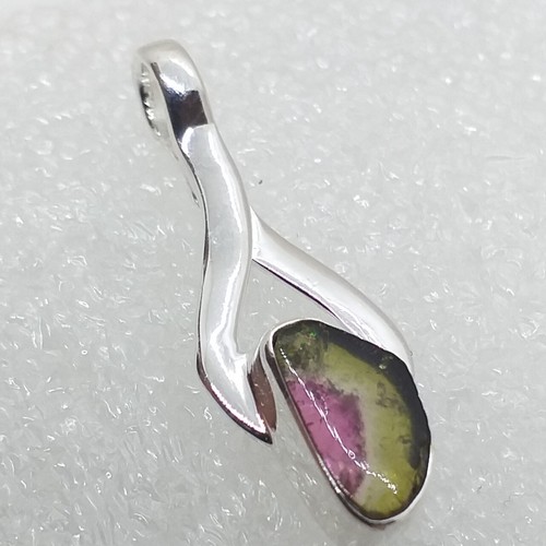 RAR NATUR Wassermelonenturmalin Turmalin PINK GRÜN 925 Silber Anhänger - Bild 4 von 4
