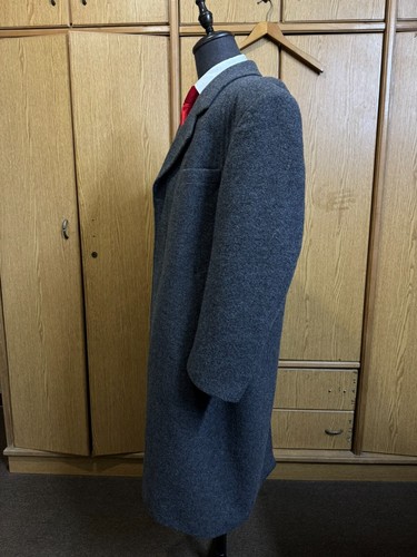 Vintage Mens Coat bespoke Classic Wool Gray suit OverCoat Size 48L 50L - Picture 5 of 23