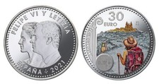 ESPAÑA MONEDA DE 30 EUROS DE  2021  S/C  XACOBEO - MONEDA MULTICOLOR EN BOLSITA