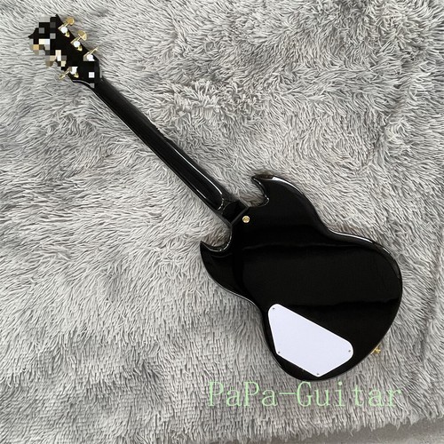 Guitarra Eléctrica SG Personalizada Negra Pastillas HHH Puente Vibrato Grande Cuerpo Caoba - Imagen 6 de 8