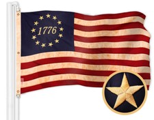 G128 Betsy Ross 1776 Tea-Stained Flag 6x10 Ft Embroidered 420D Polyester