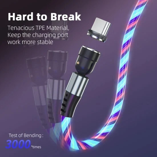 Cable Cargador Magnético Carga Rápida 3 en 1 Teléfono 3A Tipo-C Micro USB IOS Verde Foto 2 de 4