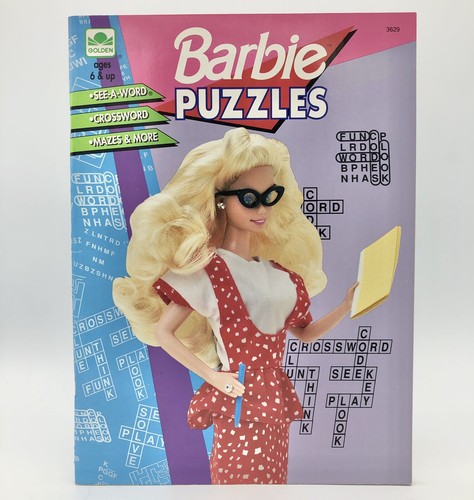 Vintage 1991 ~ BARBIE PUZZLES Book ~ 60 pgs Golden Books *UNUSED* New - Picture 1 of 7