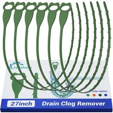 6 Pack 27 Inch Drain Snake Clog Remover, Drain Hair Catcher Sink Snake Drain Cle