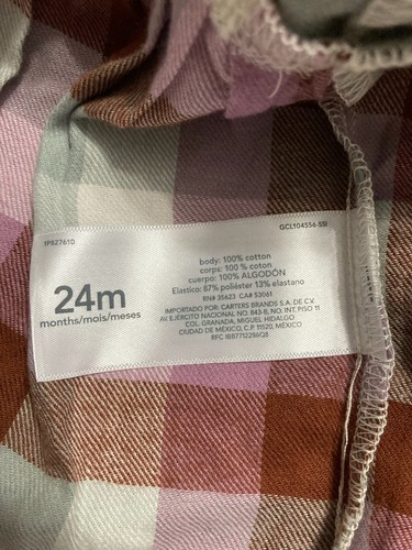 Carter's Baby Dress With Buttons Plaid Multicolor 24M - Picture 3 of 4