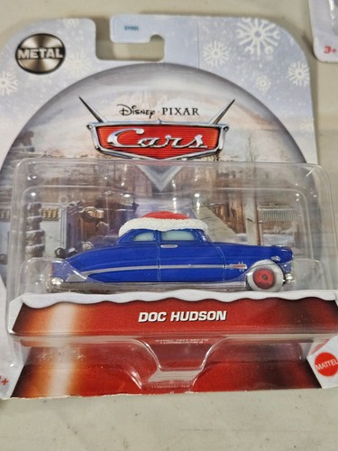 Disney Pixar Winter Lightning McQueen Mater Doc Hudson New Loose 3 Cars Lot - Picture 2 of 12