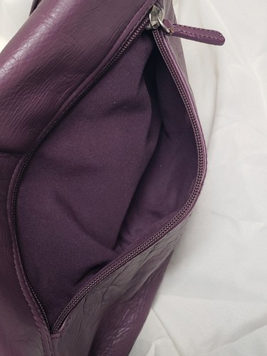 Apostrophe Purple Leather Purse Bag Lots Of Pockets, Snap Closure Adjustable - Picture 4 of 14