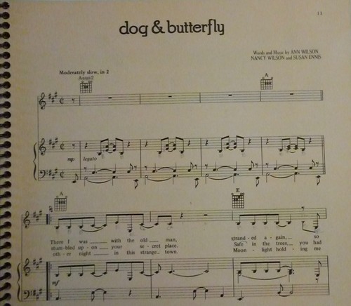 Spiral Bound HEART Songbook DOG & BUTTERFLY 8 songs 56 pgs 1979 Ann Nancy Wilson - Picture 3 of 4