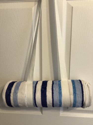 Wine Caddy -With Strap-One Bottle-Terry Cloth Outside- Blue/white Strip - Picture 2 of 6