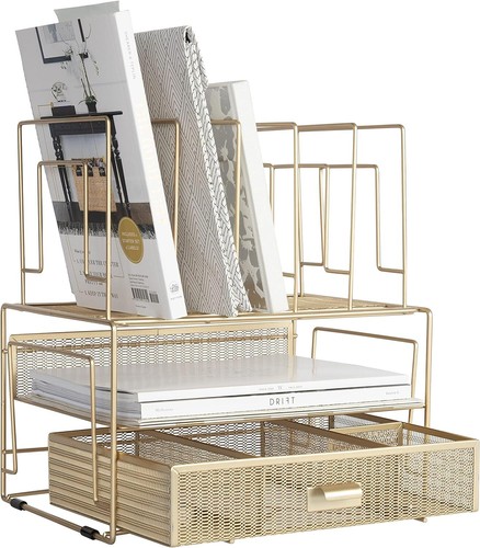 BLU MONACO Gold Desk Accessories and Workspace, Desktop Organizer - Cute