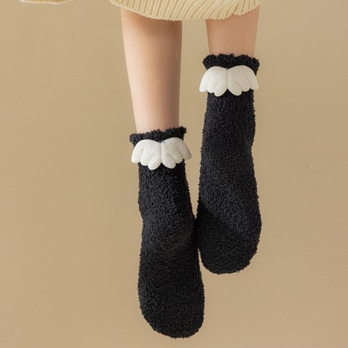 Socks For Women Girls Coral Fleece Angel Socks Cotton Womens Trouser Socks - Picture 5 of 18