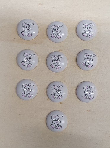 Round Childrens Printed Character Shank Buttons Bunny Rabbit Design 15mm - Picture 11 of 16