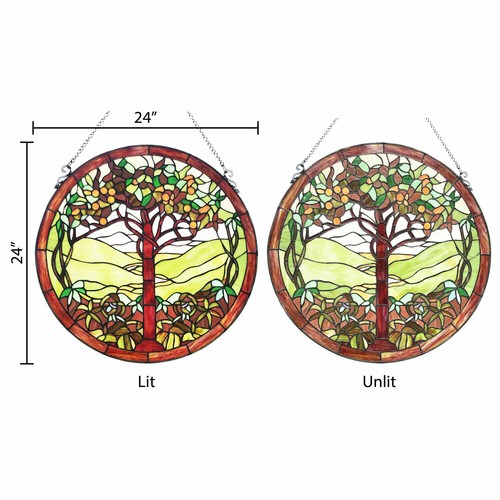 Tree of Life Round Stained Glass Suncatcher Window Panel 24in - Picture 6 of 6