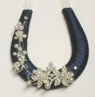 Wedding Horseshoe Navy Blue Ribbon Handmade with Diamante & Pearls