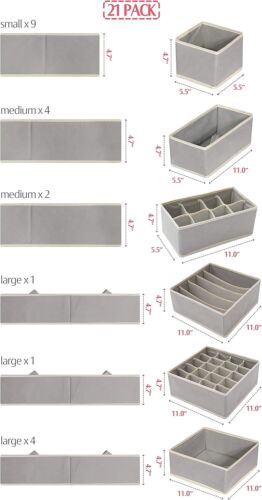 Set of 21 Foldable Cloth Storage Box Closet Dresser Drawer Organizer - Picture 2 of 8