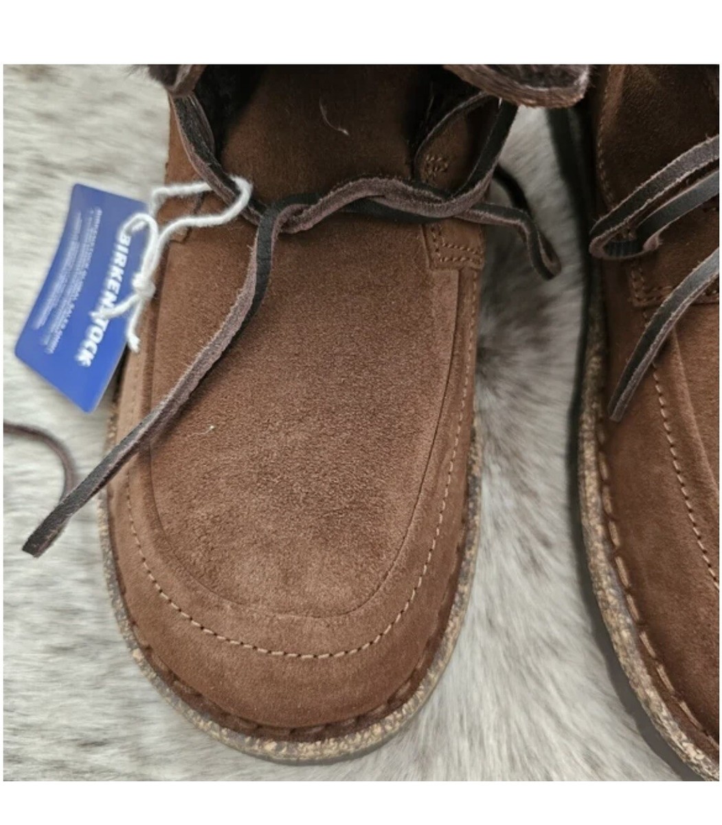 NEW BIRKENSTOCK BAKKI BOOTS WOMENS 7 MENS 5 ESPRESSO BROWN SUEDE SHEARLING LINED Birkenstock Bakki Ankle Boots Women Size 38 Size7 1/2  main image 3