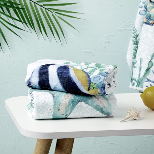 4 Pcs Coastal Kitchen Hand Towels Summer Sea Ocean Animal Soft Dish Tea Towels N - Picture 3 of 12