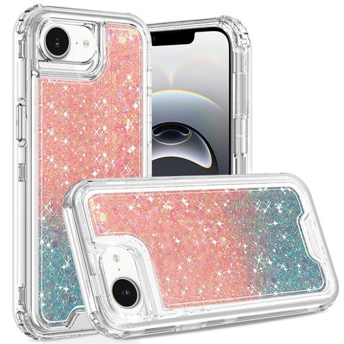 For iPhone 16e Phone Case Bling Quicksand Glitter 3in1 Transparent Hybrid Cover - Picture 7 of 12