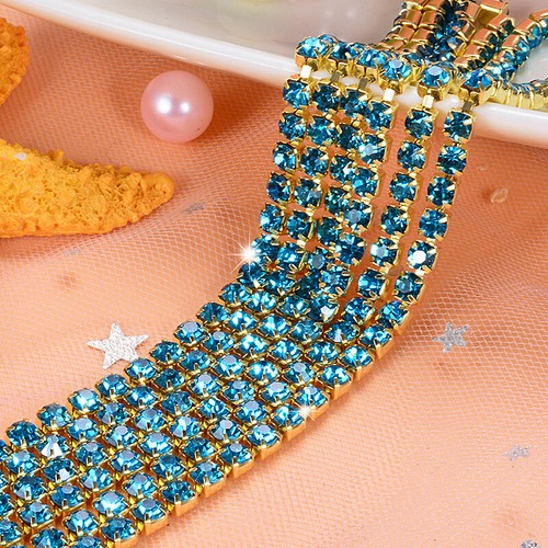 10 Yard SS16 Crystal Clear Glass Rhinestone DIY Close Chain Trim Sewing Craft - Picture 29 of 33