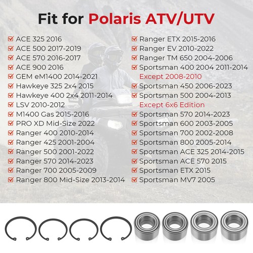 Front &Rear Wheel Bearings Kit for Polaris Sportsman 570 /X2/SP/Touring 2014-23 - Picture 3 of 13