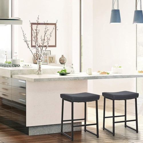 24'' Saddle Stools Set of 2 Bar Stool Counter Height Backless Dining Chairs - Picture 6 of 36