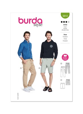 BURDA 5814 HOSE SHORTS Herren Schnittmuster Gr. 46 - 56 Fähigkeit: DURCHSCHNITTLICH