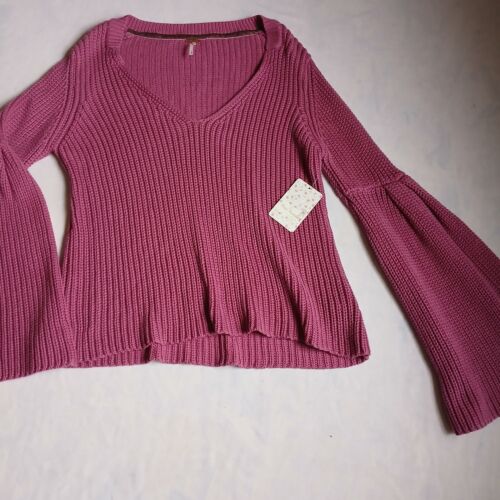 Free People Sweater Medium Damsel Bell Sleeve Cottage Core Peasant Boho New - Picture 3 of 13
