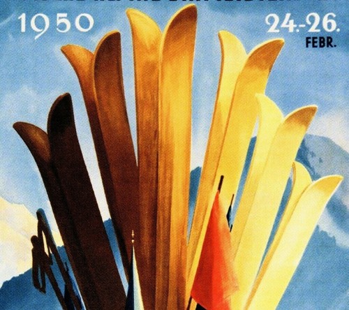 Ski Germany 1956 Alpine Skimeisterschaft Vintage Poster Print Retro Winter Art - Picture 2 of 4