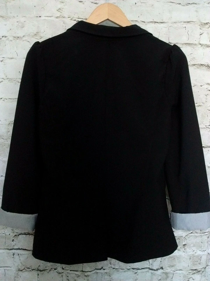 Chaqueta Blazer Body C Mujer Grande Negra Enrollable Contraste Rayas Mangas Bolsillos Foto 2 de 4