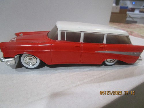 1957 Chevrolet Bel Air Station Wagon SMP PROMO Friktionsmodell rot & weiß Vintage - Bild 3 von 14