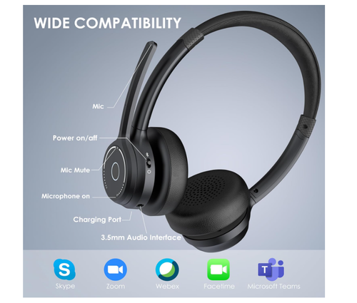 GIXXTED Bluetooth Headset, Wireless Headset with ENC Microphone for PC - Picture 6 of 14