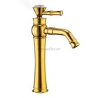 Gold High Bathroom Basin Tap w/ Swivel Spout Vanity Counter Sink Water Mixer