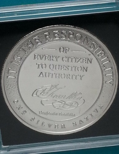 Sativa Cannabis Liberty Leaf USA 1 oz. silver round .999 Encased Ben Franklin - Picture 3 of 4