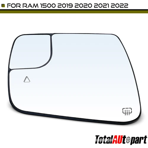 Mirror Glass w/ Spotter Glass & Power Adjust & Heated for Ram 1500 19-22 Driver