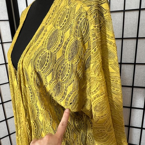 LulaRoe Kimono Yellow Lace Coverup Size S - Picture 9 of 12