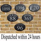 Rustic Slate door number house Sign Plaque Personalised pattern slate oval LARGE