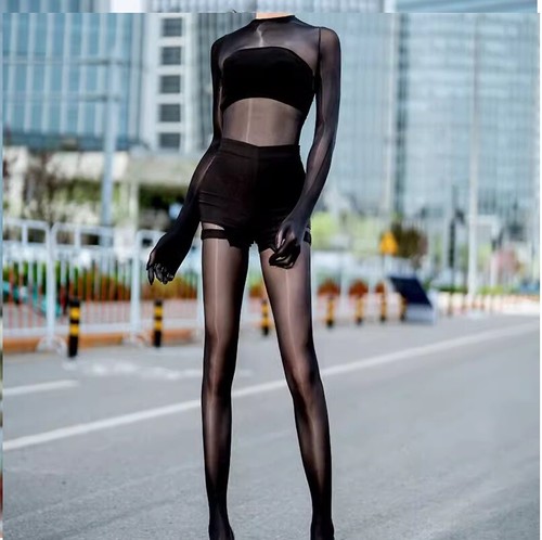 Unisex Aceite Brillante Transparente Body Brillante Sin Costuras Bodystocking Mono con Guantes - Imagen 19 de 24