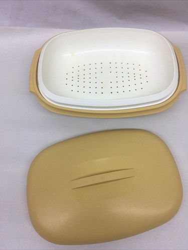 Vintage TUPPERWARE Microwave Vegetable Steamer Harvest Gold 1273-3 - Picture 3 of 7