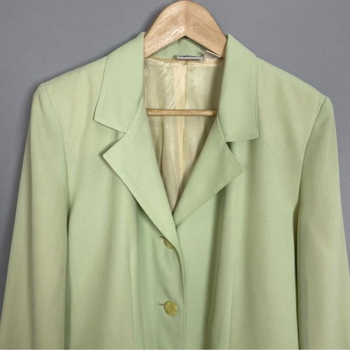 Pale Lime Green Jacket Blazer Women Boxy Belt Mod Retro Medium Layering Piece - Picture 4 of 10