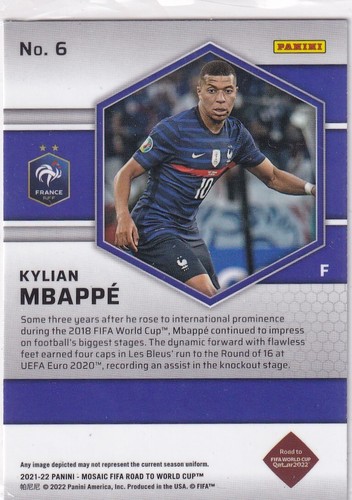 Panini 2021-22 Mosaic Road to Qatar No. 6 Kylian Mbappe - Bild 2 von 2