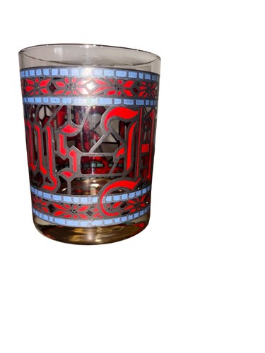 Houze Vintage Happy Holidays Rocks Glasses Tumblers Set of 4 Christmas Red Blue - Picture 7 of 9