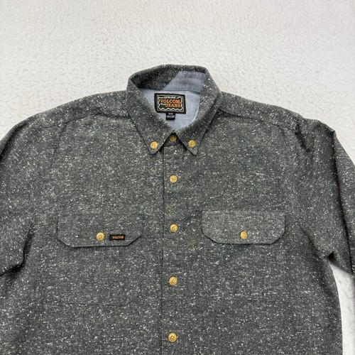 Volcom Shirt Mens Medium M Gray Long Sleeve Button Down Skater Skateboarding - Picture 3 of 12