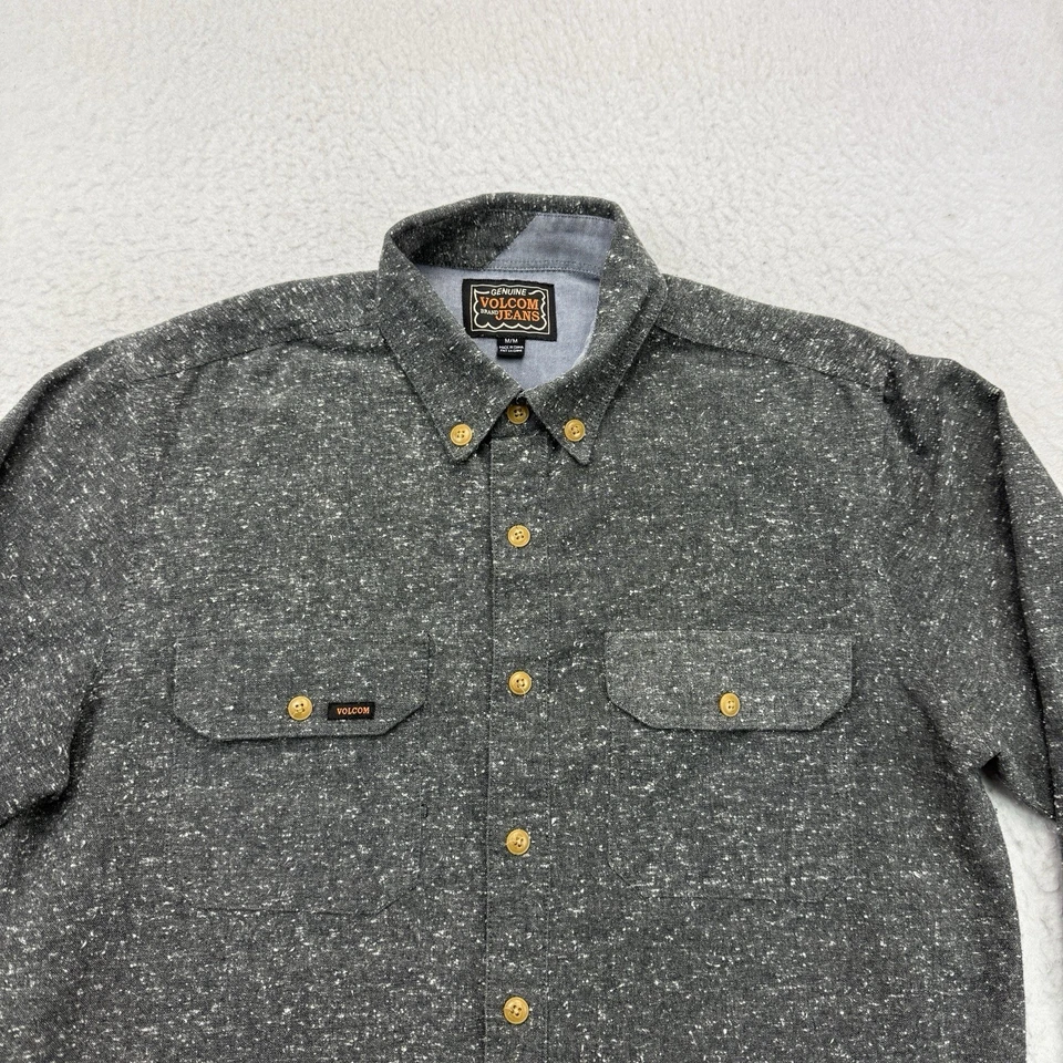 Volcom Shirt Mens Medium M Gray Long Sleeve Button Down Skater Skateboarding - Image 3 of 4